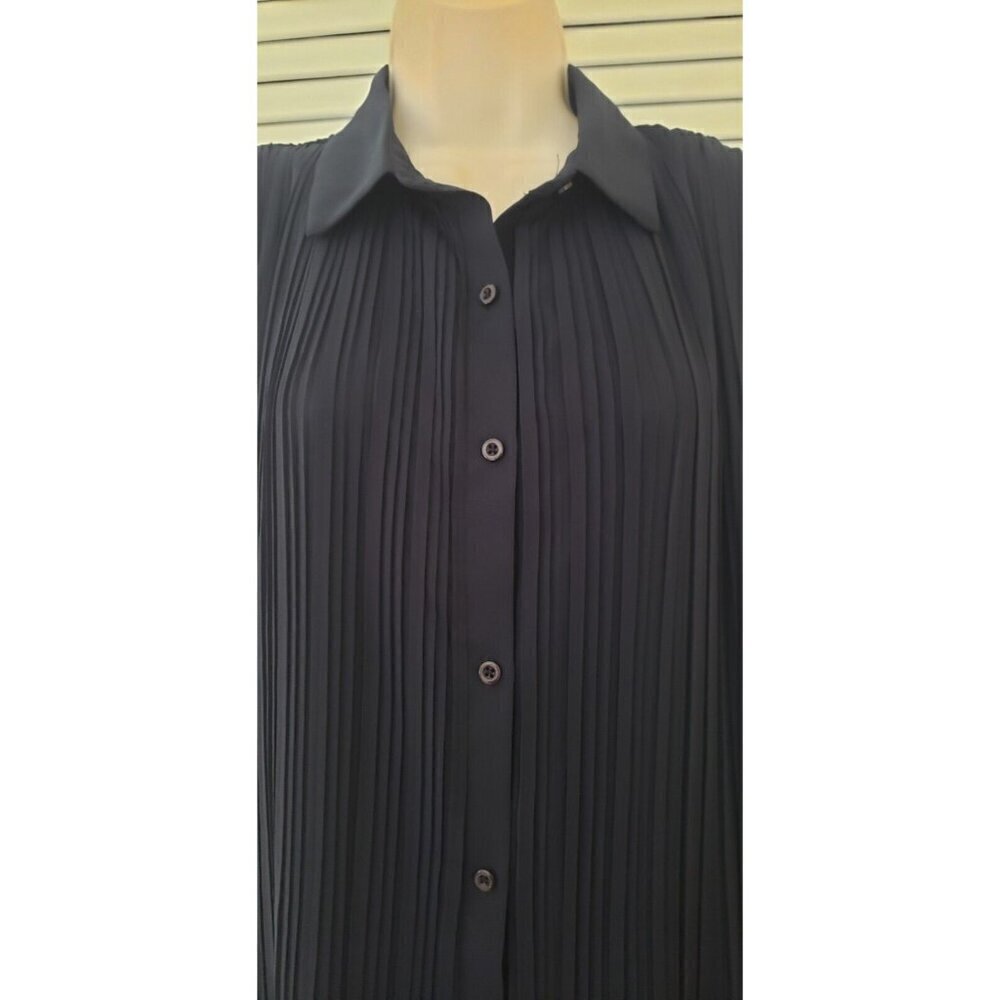 NWT JOIE PLISSE SLEEVELESS NAVY BLUE MINI SHIRT DRESS SZ SMALL - Picture 3 of 8